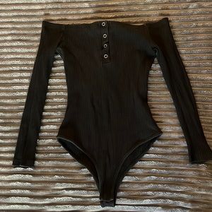 Black off the shoulder bodysuit